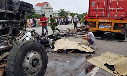 lật xe tải, tai nạn kinh hoàng ở hải dương, tai nạn giao thông