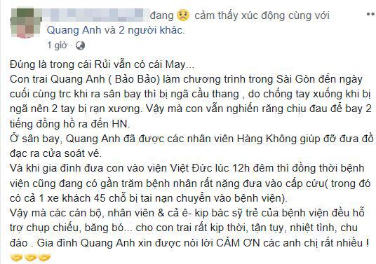 Quang Anh, Quang Anh 'Về nhà đi con', Quang Anh bị ngã, Quang Anh bị tai nạn