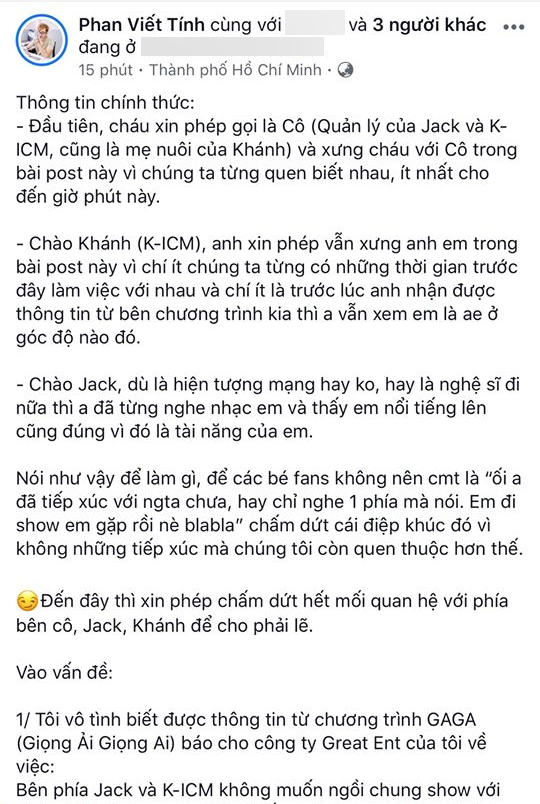 ca sĩ Jack, ca sĩ K-ICM, ca sĩ Quân A.P, sao Việt