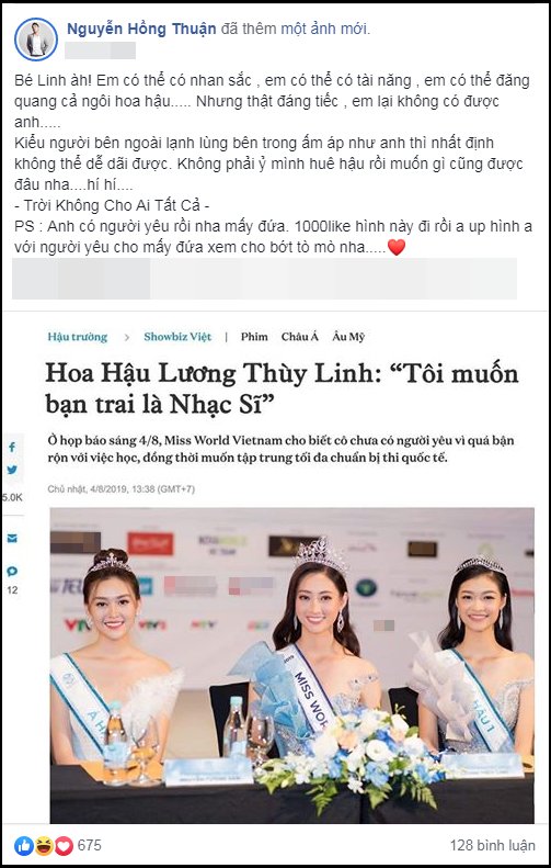 hoa hậu Thế giới Việt Nam 2019,Lương Thuỳ Linh, Nguyễn Hồng Thuận, sao Việt