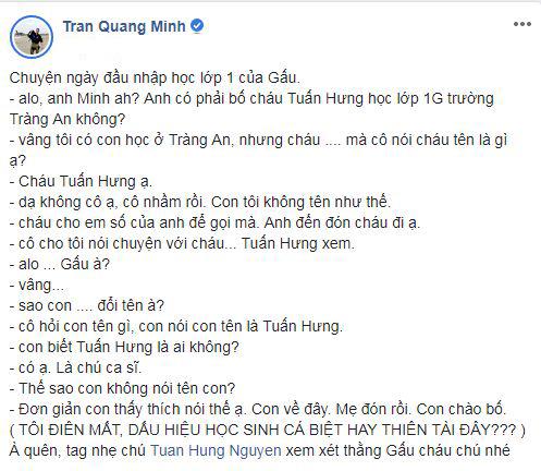 BTV Quang Minh, Tuấn Hưng, con trai BTV Quang Minh, sao Việt