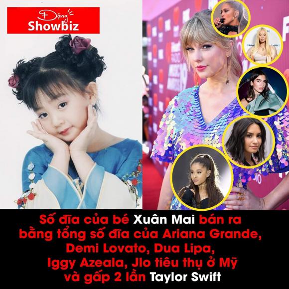 bé Xuân Mai, Ariana Grande, Taylor Swift, sao Việt
