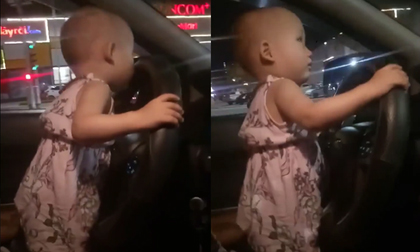 Thót tim bố để con gái 2 tuổi lái ô tô phóng như bay trên đường Hà Tĩnh