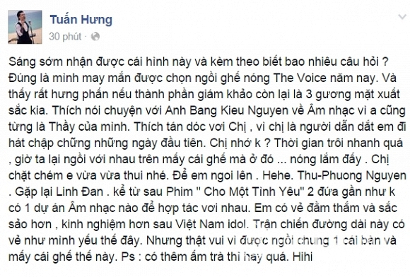 Tuấn Hưng xác nhận thông tin làm HLV The Voice 0 Tuấn Hưng, Tuấn Hưng lên tiếng xác nhận, Tuấn Hưng huấn luyện viên the voice, giọng hát việt mùa 3