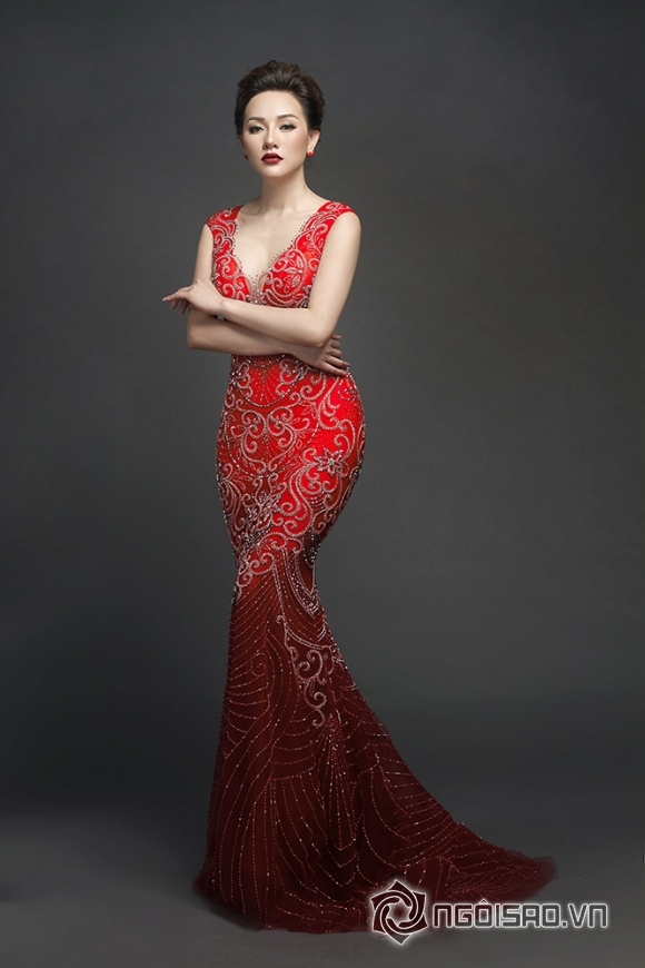 Hoa hậu Bảo Hân, Jennifer Bảo Hân, thương hiệu Áo dài Bảo Hân, Hoa hậu Bảo Hân quyến rũ với đầm dạ hội đỏ, Hoa hậu Jennifer Bảo Hân - người đẹp đất võ